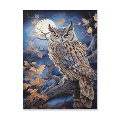 1000 Teile Puzzle Für Erwachsene Und Kinder，Uhu，Stressabbau Herausforderung Bodenpuzzle DIY Home Wanddekoration（75x50cm）-AH40 von GSBRSNTS