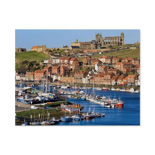 1000 Teile Puzzle Für Erwachsene Und Kinder，Whitby Abbey Ruins，Stressabbau Herausforderung Bodenpuzzle DIY Home Wanddekoration（50x70cm）-B86 von GSBRSNTS