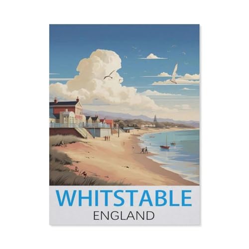 1000 Teile Puzzle Holz，Whitstable, England，Kreative Schwierige Puzzles Pädagogisches Stressfreisetzung Spielzeug Für Erwachsene Kinder，Haus Dekoration Geschenk（75x50cm）-T38 von GSBRSNTS