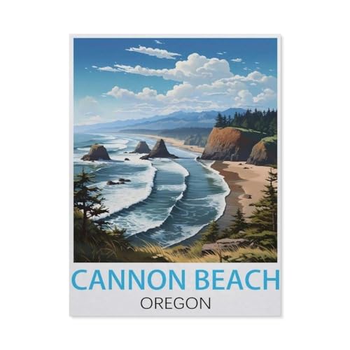 1000 Teile Puzzle Papier，Cannon Beach Oregon Vintage-Reiseplakate，Kreative Schwierige Puzzles Pädagogisches Stressfreisetzung Spielzeug Für Erwachsene Kinder，Haus Dekoration Geschenk（38x26cm）-N54 von GSBRSNTS