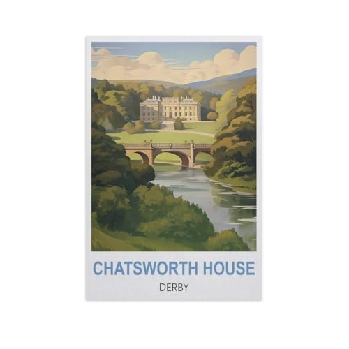 1000 Teile Puzzle Papier，Chatsworth House, Derby，Kreative Schwierige Puzzles Pädagogisches Stressfreisetzung Spielzeug Für Erwachsene Kinder，Haus Dekoration Geschenk（38x26cm）-AN18 von GSBRSNTS
