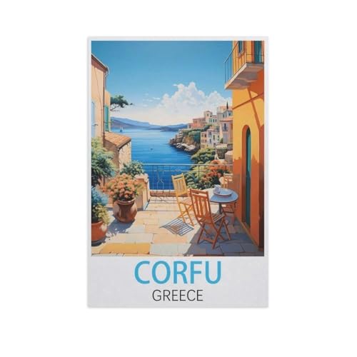 1000 Teile Puzzle Papier，Korfu, Griechenland，Kreative Schwierige Puzzles Pädagogisches Stressfreisetzung Spielzeug Für Erwachsene Kinder，Haus Dekoration Geschenk（38x26cm）-AK99 von GSBRSNTS