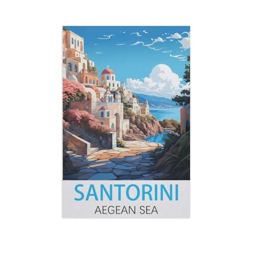 1000 Teile Puzzle Papier，Santorin, Ägäis，Kreative Schwierige Puzzles Pädagogisches Stressfreisetzung Spielzeug Für Erwachsene Kinder，Haus Dekoration Geschenk（50x70cm）-AM45 von GSBRSNTS