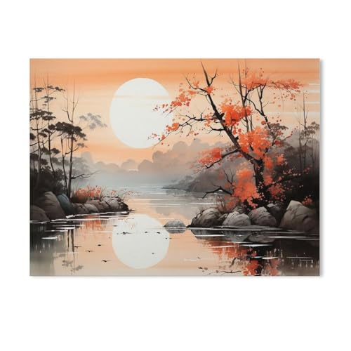 1000 Teile Puzzle Papier，Sonnenuntergang am See，Kreative Schwierige Puzzles Pädagogisches Stressfreisetzung Spielzeug Für Erwachsene Kinder，Haus Dekoration Geschenk（38x26cm）-AA74 von GSBRSNTS
