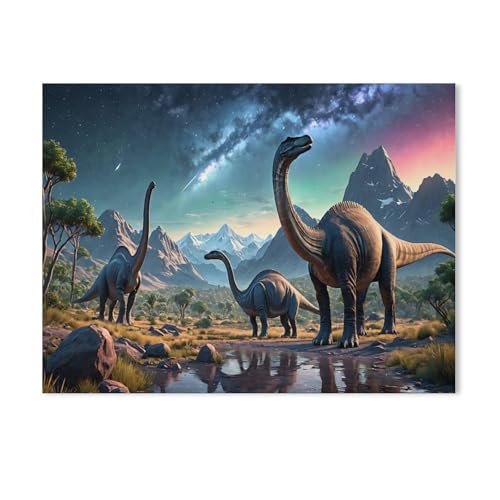 1000Pcs，Dinosaurier unter urzeitlichem Sternenhimmel，Erwachsenen Dekompression Spiel Puzzle Studenten Spielzeug Für Kinder Weihnachten Geburtstagsgeschenke（38x26cm）-AC77 von GSBRSNTS