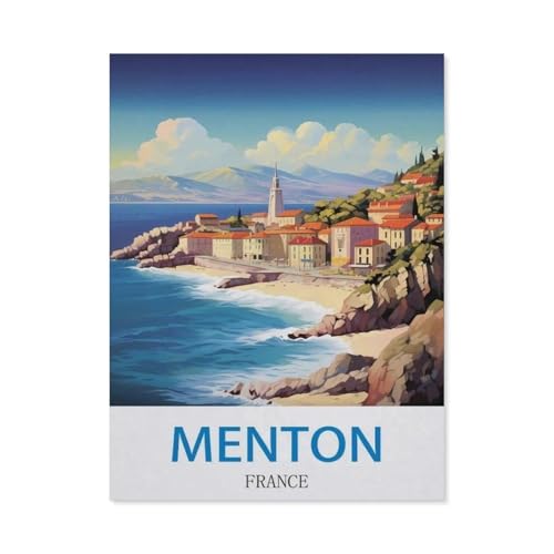 1000Pcs，Menton, Frankreich，Erwachsenen Dekompression Spiel Puzzle Studenten Spielzeug Für Kinder Weihnachten Geburtstagsgeschenke（38x26cm）-Q30 von GSBRSNTS