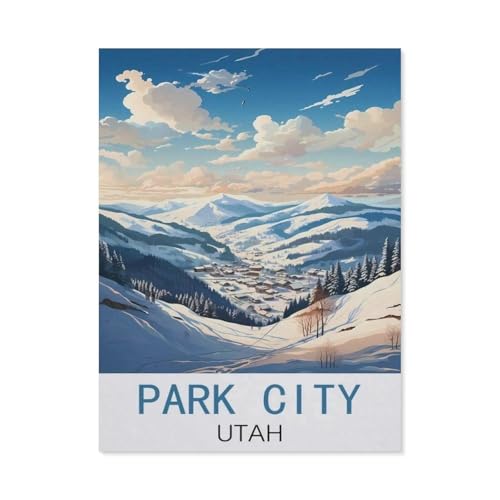 1000Pcs，Park City, Utah Vintage-Reiseposter，Jigsaw Adult Decompression Game Puzzle Studenten Spielzeug Für Kinder Weihnachten Geburtstagsgeschenke（38x26cm）-M59 von GSBRSNTS