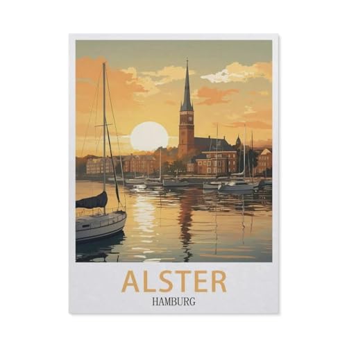 Alster, Hamburg，Puzzles 1000 Teile für Erwachsene, Klassische Puzzle Jungen Mädchen Puzzle für Kinder Teenager Lernspiel Spielzeug（50x70cm）-W57 von GSBRSNTS