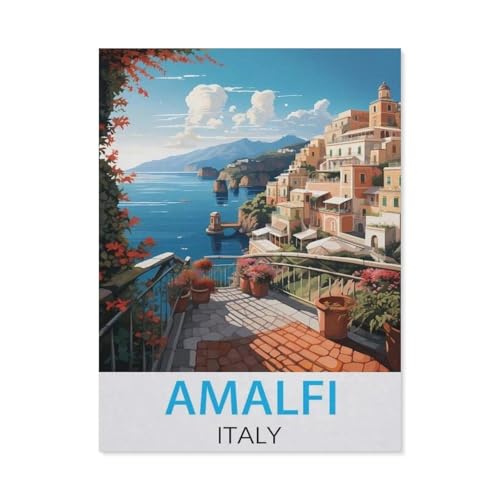 Amalfi, Italien Vintage-Reiseposter，1000 Teile Puzzle Erwachsene Dekompressionsspielzeug Erwachsene Ideales Pädagogisches Puzzle Erwachsene Spiele Geschenk（50x70cm）-K20 von GSBRSNTS