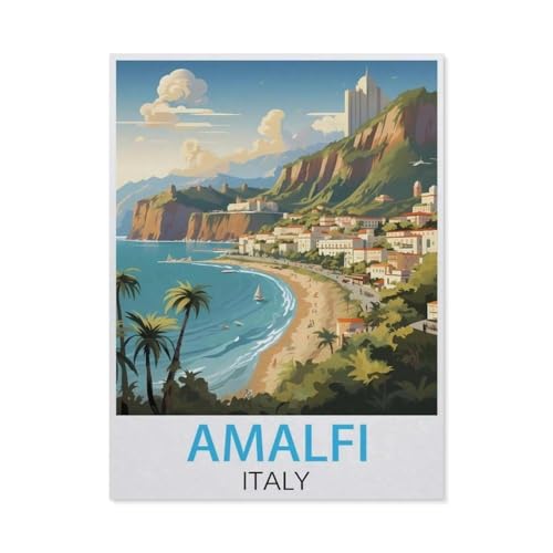 Amalfi, Italien Vintage-Reiseposter，Puzzle 1000 Teile Holz Puzzle Geeignet Für Erwachsene Kinder Familien Stressabbau Puzzlespiele（75x50cm）-J44 von GSBRSNTS