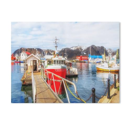 Anlegestelle für Fischerboote, Honningsvag，Puzzles, 1000-teiliges Puzzle Für Erwachsene Und Kinder Ab 10 Jahren（38x26cm）-Z50 von GSBRSNTS