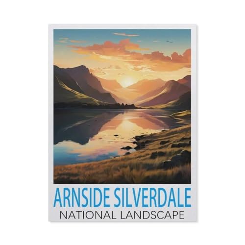 Arnside & Silverdale National Landscape Vintage-Reiseposter，Papier Landscape Puzzle, Jigsaw Puzzles 1000 Pieces, for Adult Kids Decompression Puzzle Nice Gifts（50x70cm）-H100 von GSBRSNTS