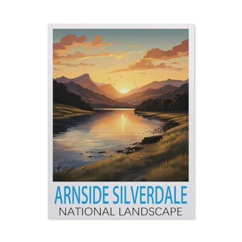 Arnside & Silverdale National Landscape Vintage-Reiseposter，Papier Puzzle 1000 Teile Spielzeug Für Erwachsene Dekompressionsspiel（38x26cm）-H97 von GSBRSNTS