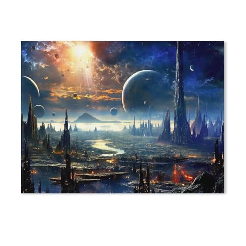 Belebte Stadt auf einem fremden Planeten，Puzzle 1000 Teile Erwachsene Kinde Spaß Lernspielzeug Geschenke（38x26cm）-AE4 von GSBRSNTS