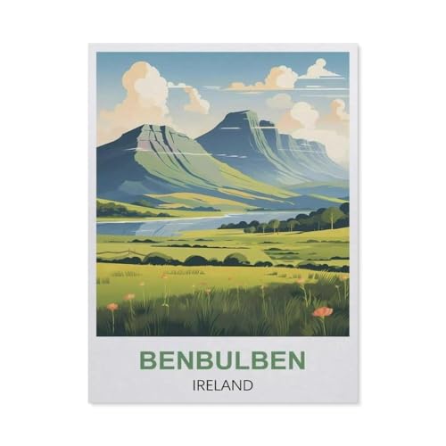 Benbulben, Irland，Puzzle 1000 Teile Holz Puzzle Geeignet Für Erwachsene Kinder Familien Stressabbau Puzzlespiele（75x50cm）-S23 von GSBRSNTS