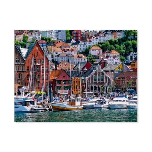 Bergen, Norwegen，Puzzles 1000 Stück Puzzles Für Erwachsene Kinder Klassisches Familienpuzzle Indoor DIY Spielzeug Geburtstagsgeschenk（50x70cm）-G54 von GSBRSNTS