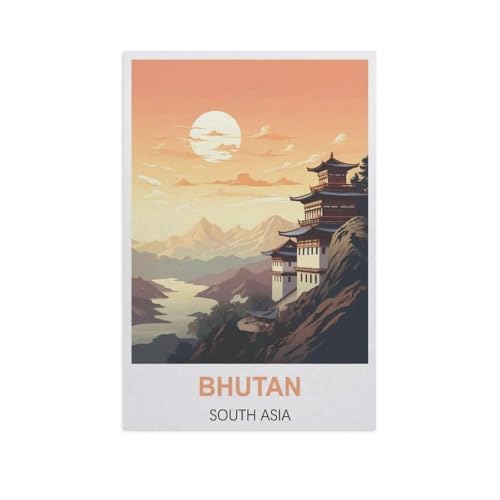 Bhutan, Südasien，Puzzle 1000 Teile Papier Puzzle Erwachsene Kinder Lernspielzeug Familie Dekompressionsspiel（38x26cm）-AJ8 von GSBRSNTS