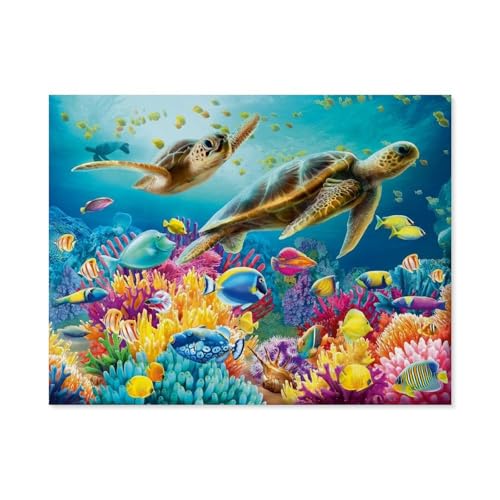 Blaue Unterwasserwelt，Puzzle 1000 Teile für Erwachsene, Klassische Puzzle Puzzle Schwierig für Kid Surprise Birthday für Family Home Decor Art Puzzle（38x26cm）-A55 von GSBRSNTS