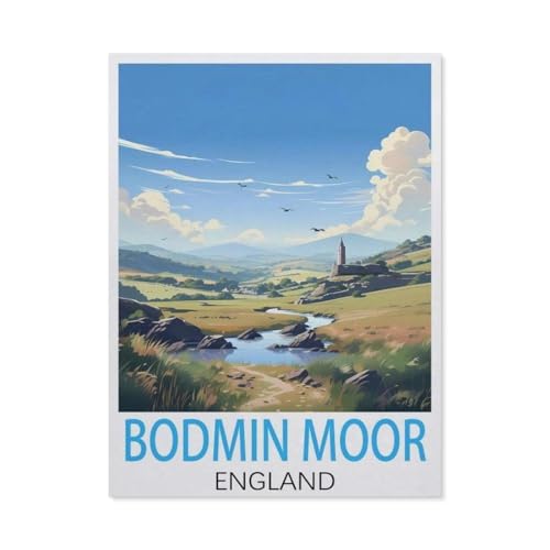 Bodmin Moor, England Vintage-Reiseposter，1000 Stück Erwachsene Papier Landschaft Puzzles Für Kinder Lernspielzeug Geschenke（50x70cm）-K96 von GSBRSNTS