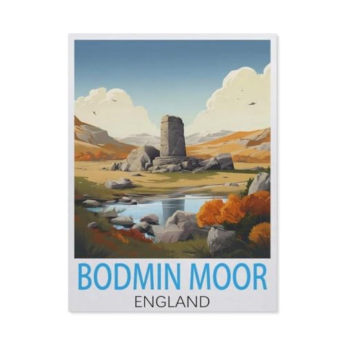 Bodmin Moor, England Vintage-Reiseposter，Puzzles, 1000-teiliges Puzzle Für Erwachsene Und Kinder Ab 10 Jahren（75x50cm）-K84 von GSBRSNTS
