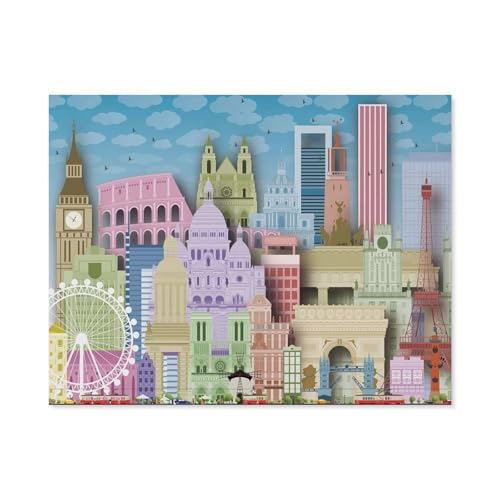 Buntes Europa，Puzzles, 1000-teiliges Puzzle Für Erwachsene Und Kinder Ab 10 Jahren（75x50cm）-B32 von GSBRSNTS
