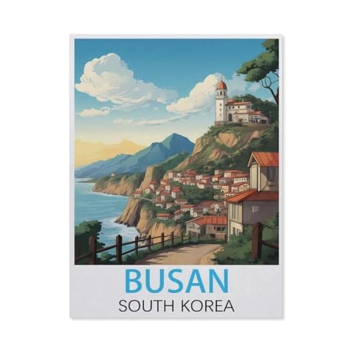 Busan, Südkorea Vintage-Reiseposter，1000 Stück Erwachsene Papier Landschaft Puzzles Für Kinder Lernspielzeug Geschenke（50x70cm）-K23 von GSBRSNTS