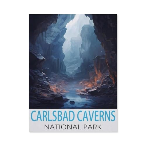 Carlsbad-Caverns-Nationalpark Vintage-Reiseposter，Puzzles 1000 Teile für Erwachsene, Klassische Puzzle Kinder Puzzle Herausfordernde Und Schwierige Rätsel für Erwachsene Und Jugendliche（50x70cm）-K6 von GSBRSNTS