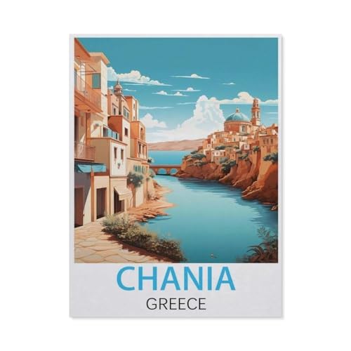 Chania, Griechenland Vintage-Reiseposter，Holz Puzzle 1000 Teile Spielzeug Für Erwachsene Dekompressionsspiel（75x50cm）-K16 von GSBRSNTS