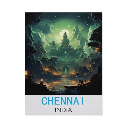 Chennai, Indien Vintage-Reiseposter，Puzzles 1000 Teile für Erwachsene, Klassische Puzzle Jungen Mädchen Puzzle für Kinder Teenager Lernspiel Spielzeug（50x70cm）-M29 von GSBRSNTS