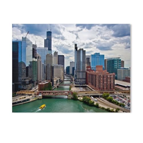 Chicago, Illinois，Papier Landscape Puzzle, Jigsaw Puzzles 1000 Pieces, for Adult Kids Decompression Puzzle Nice Gifts（38x26cm）-AD26 von GSBRSNTS