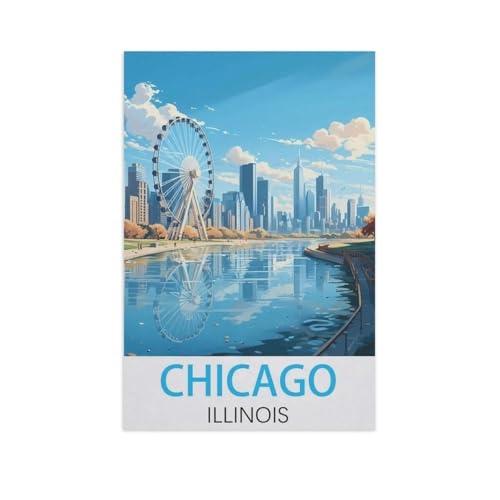 Chicago, Illinois，Puzzles 1000 Teile für Erwachsene, Klassische Puzzle Jungen Mädchen Puzzle für Kinder Teenager Lernspiel Spielzeug（38x26cm）-AK50 von GSBRSNTS