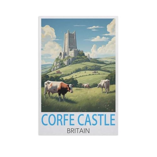 Corfe Castle, Großbritannien，Puzzle 1000 Teile Erwachsene Kinde Spaß Lernspielzeug Geschenke（38x26cm）-AL37 von GSBRSNTS