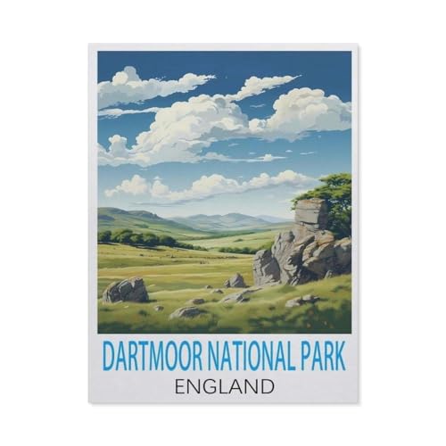Dartmoor-Nationalpark, England Vintage-Reiseposter，1000 Stück Erwachsene Papier Landschaft Puzzles Für Kinder Lernspielzeug Geschenke（50x70cm）-I77 von GSBRSNTS