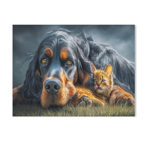 Der Gordon-Setter unterwegs in der großen Stadt，Puzzles 1000 Stück Puzzles Für Erwachsene Kinder Klassisches Familienpuzzle Indoor DIY Spielzeug Geburtstagsgeschenk（50x70cm）-Y15 von GSBRSNTS