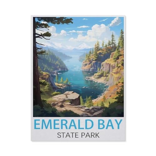 Emerald Bay State Park Vintage-Reiseplakate，Puzzles 1000 Teile für Erwachsene, Klassische Puzzle Kinder Puzzle Herausfordernde Und Schwierige Rätsel für Erwachsene Und Jugendliche（75x50cm）-N74 von GSBRSNTS