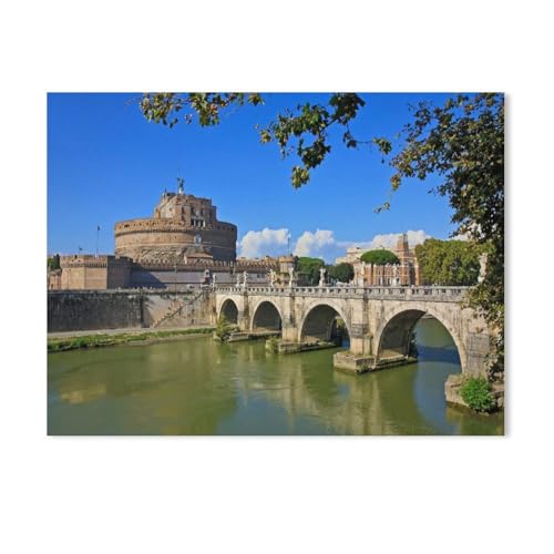 Engelsburg und Engelsbrücke in Rom，Puzzles 1000 Teile für Erwachsene, Klassische Puzzle Kinder Puzzle Herausfordernde Und Schwierige Rätsel für Erwachsene Und Jugendliche（38x26cm）-Z45 von GSBRSNTS