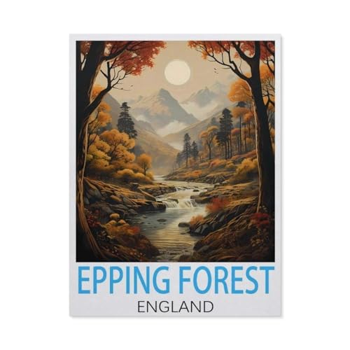 Epping Forest, England Vintage-Reiseposter，Puzzle 1000 Teile Holz Puzzle Geeignet Für Erwachsene Kinder Familien Stressabbau Puzzlespiele（75x50cm）-L63 von GSBRSNTS