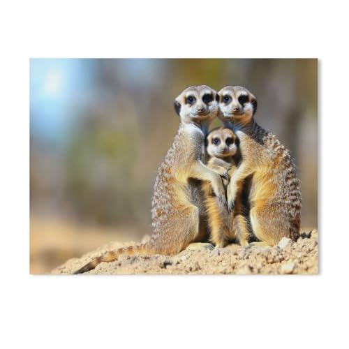 Erdmännchen，Puzzle 1000 Teile Holz Puzzle Erwachsene Kinder Lernspielzeug Familie Dekompressionsspiel（75x50cm）-Y7 von GSBRSNTS