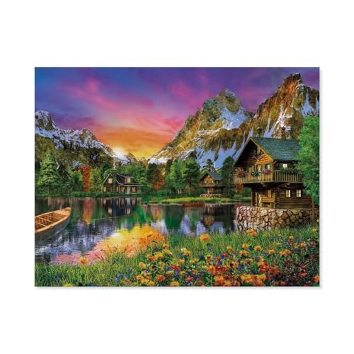 Erwachsene Kinder Puzzles 1000 Teile Puzzle，Alpine Lake，einfaches Puzzle Spiel Rolle Puzzle Bildung Spielzeug Spiel Familie Dekoration（75x50cm）-C22 von GSBRSNTS