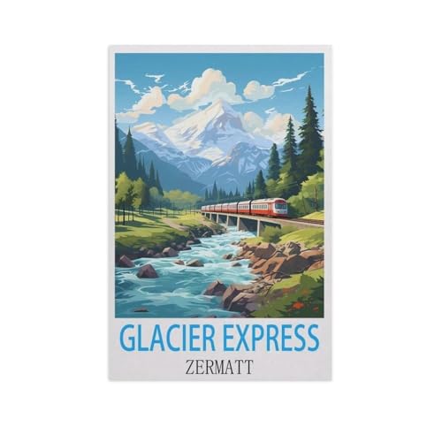 Erwachsene Kinder Puzzles 1000 Teile Puzzle，Glacier Express, Zermatt，einfaches Puzzle Spiel Rolle Puzzle Bildung Spielzeug Spiel Familie Dekoration（75x50cm）-AK68 von GSBRSNTS