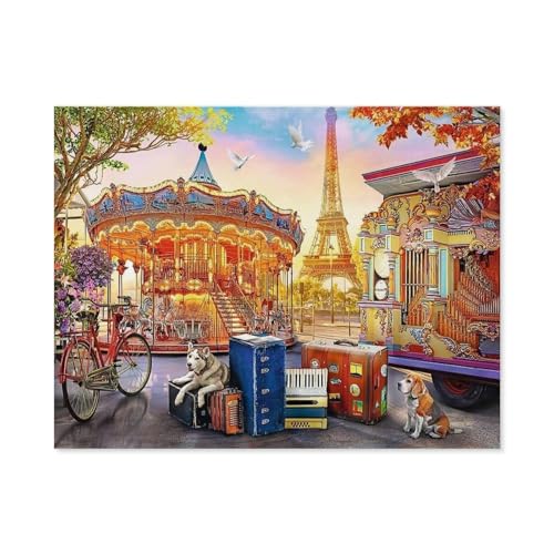 Erwachsene Kinder Puzzles 1000 Teile Puzzle，Hunde, Frankreich,Paris，einfaches Puzzle Spiel Rolle Puzzle Bildung Spielzeug Spiel Familie Dekoration（75x50cm）-D68 von GSBRSNTS