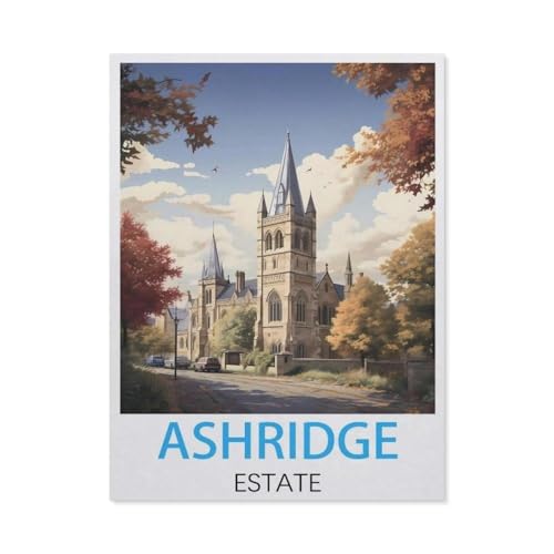 Erwachsene Puzzle 1000 Stück DIY Holz pielzeug，Ashridge Estate Vintage-Reiseposter，Creative Einzigartiges Geschenk Persönlichkeit Spiel Erwachsener Kind Puzzle Spielzeug（75x50cm）-L22 von GSBRSNTS