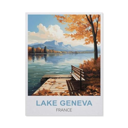 Erwachsene Puzzle 1000 Stück DIY Holz pielzeug，Genfersee, Frankreich，Creative Einzigartiges Geschenk Persönlichkeit Spiel Erwachsener Kind Puzzle Spielzeug（75x50cm）-P63 von GSBRSNTS