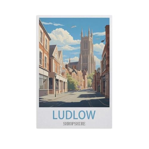 Erwachsene Puzzle 1000 Stück DIY Holz pielzeug，Ludlow, Shropshire，Creative Einzigartiges Geschenk Persönlichkeit Spiel Erwachsener Kind Puzzle Spielzeug（75x50cm）-AI70 von GSBRSNTS