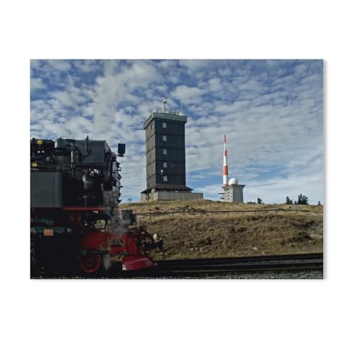 Erwachsene Puzzle 1000 Stück DIY Holz pielzeug，Mit Dampf auf den Brocken im Harz，Creative Einzigartiges Geschenk Persönlichkeit Spiel Erwachsener Kind Puzzle Spielzeug（75x50cm）-AE29 von GSBRSNTS
