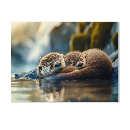 Erwachsene Puzzle 1000 Stück DIY Holz pielzeug，Otter，Creative Einzigartiges Geschenk Persönlichkeit Spiel Erwachsener Kind Puzzle Spielzeug（75x50cm）-AA64 von GSBRSNTS