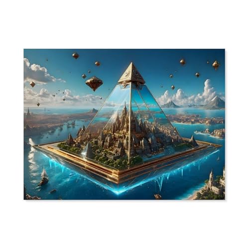 Erwachsene Puzzle 1000 Stück DIY Holz pielzeug，Steampunk - Stadtteil in gläserner Pyramide，Creative Einzigartiges Geschenk Persönlichkeit Spiel Erwachsener Kind Puzzle Spielzeug（75x50cm）-AH97 von GSBRSNTS