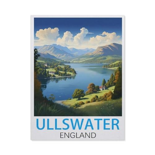 Erwachsene Puzzle 1000 Stück DIY Holz pielzeug，Ullswater, England Vintage-Reiseposter，Creative Einzigartiges Geschenk Persönlichkeit Spiel Erwachsener Kind Puzzle Spielzeug（75x50cm）-I30 von GSBRSNTS