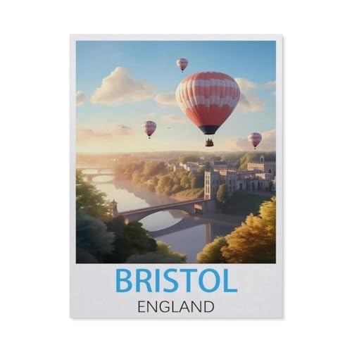 Erwachsene und Kinder Puzzle 1000 Teile Puzzle，Bristol, England Vintage-Reiseposter，einfaches Puzzlespiel Rollenpuzzle Lernspiel Spielzeug Familie Dekoration（50x70cm）-K100 von GSBRSNTS