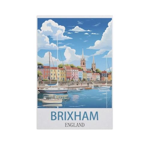 Erwachsene und Kinder Puzzle 1000 Teile Puzzle，Brixham, England，einfaches Puzzlespiel Rollenpuzzle Lernspiel Spielzeug Familie Dekoration（38x26cm）-AN59 von GSBRSNTS